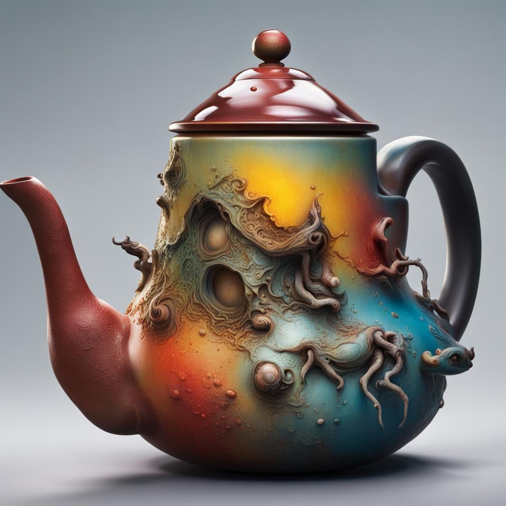 Hieronymus Bosch Teapot: Hyperrealistic Concept Art