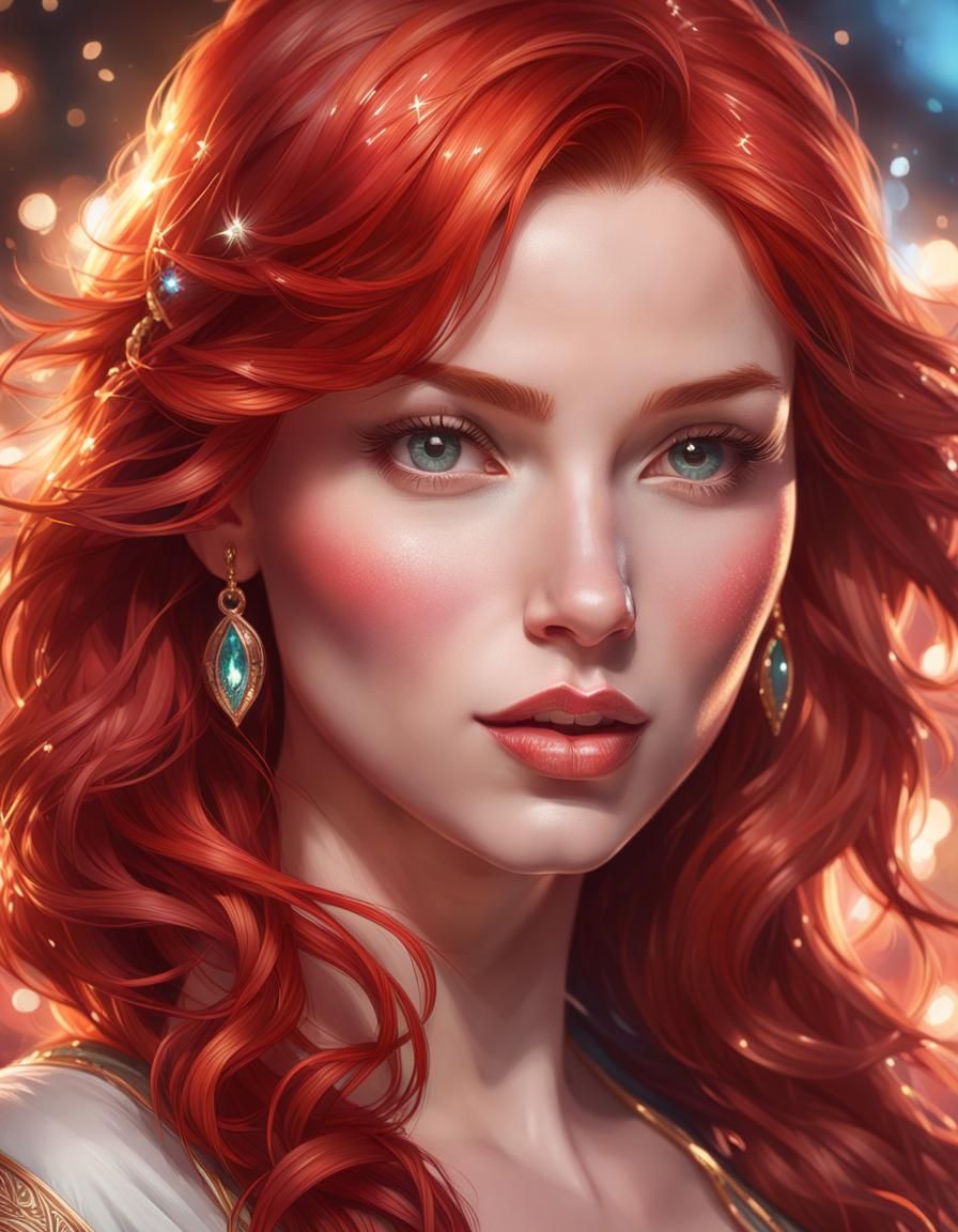 Red-Haired Girl Portrait with Dynamic Lighting