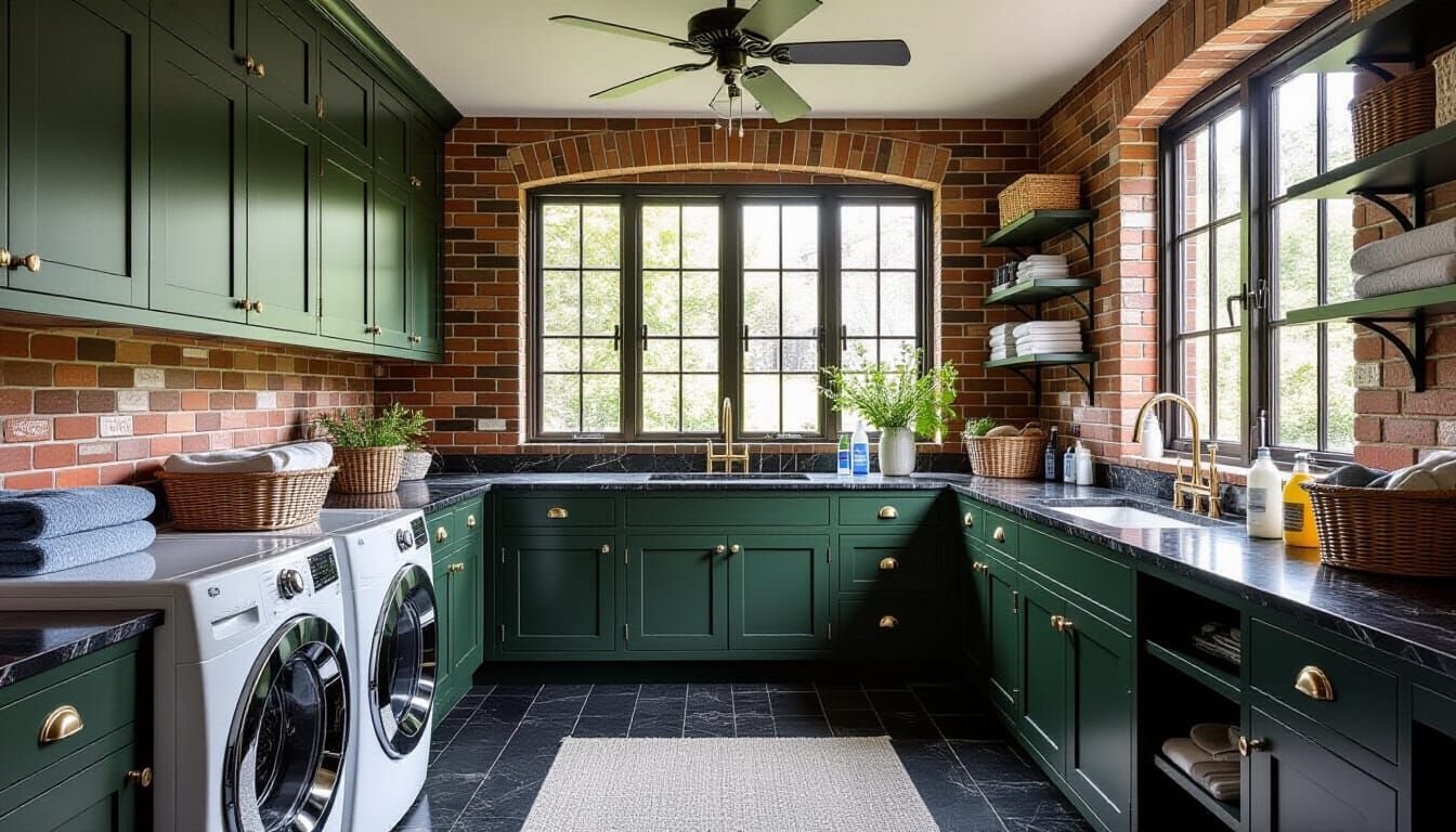 Victorian Laundry Room with Glass Walls and Natural Light