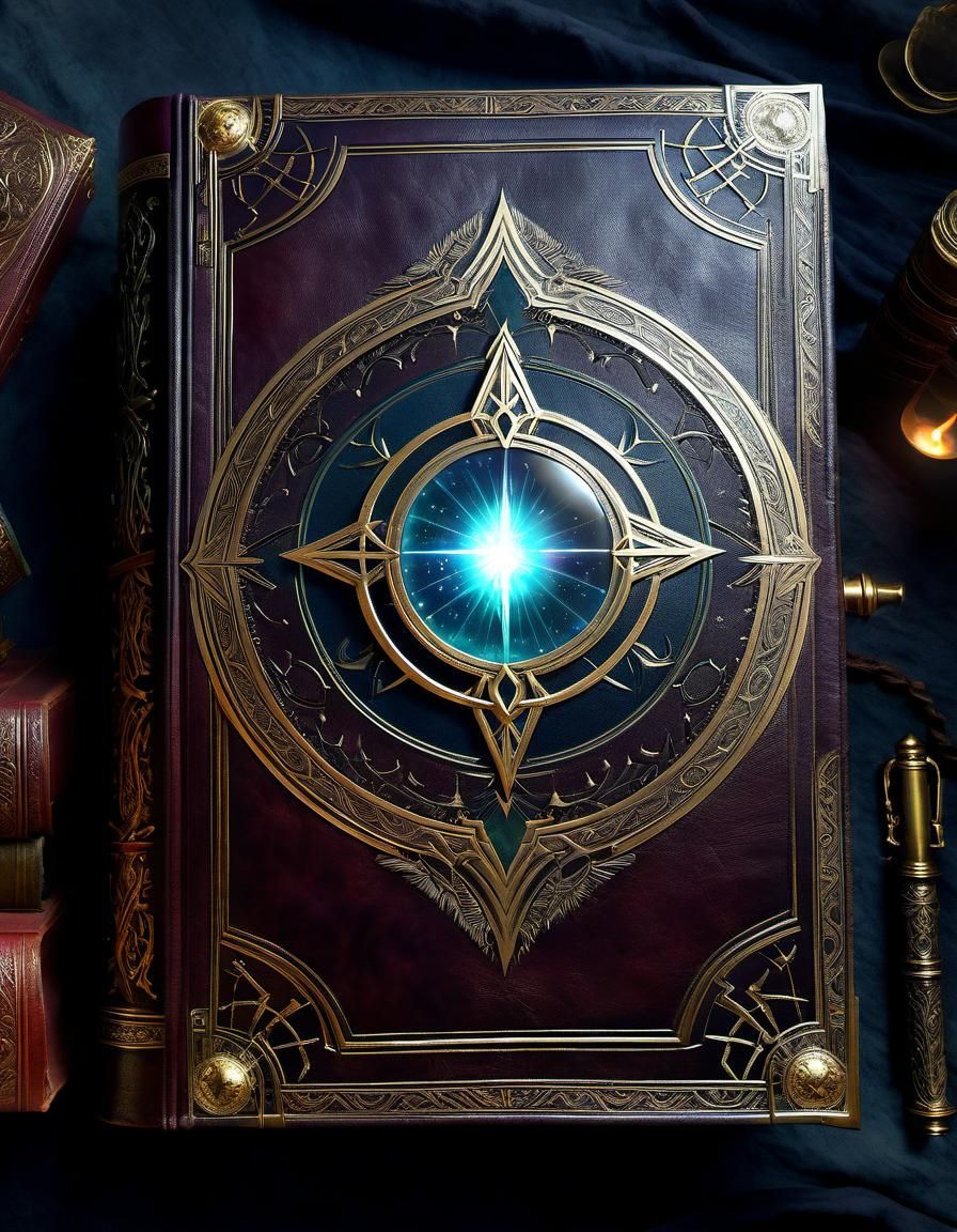 Mysterious Spellbook with Bioluminescent Runes