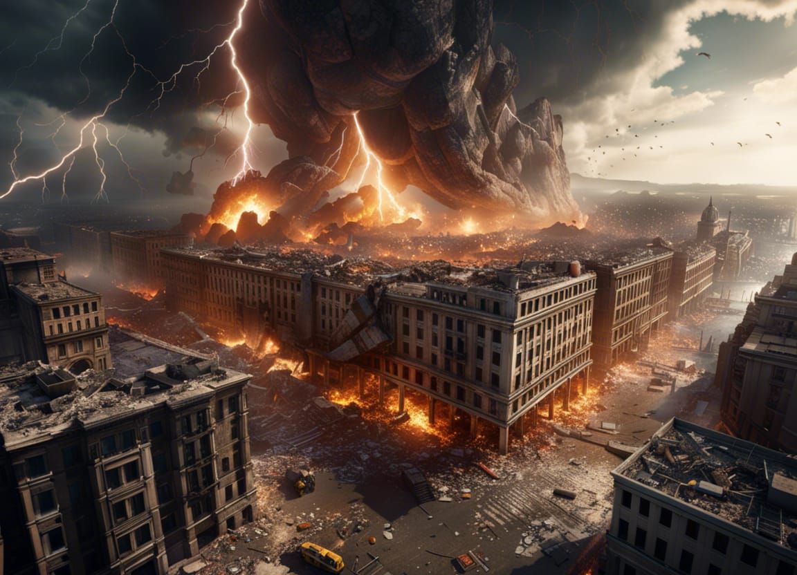 Space lightning strike destroyed city