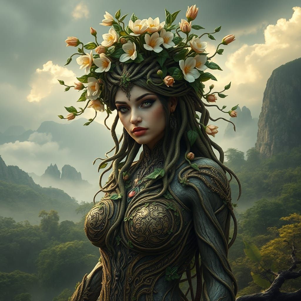 Ameretat: Iranian Vegetation Goddess in Digital Matte Painti...