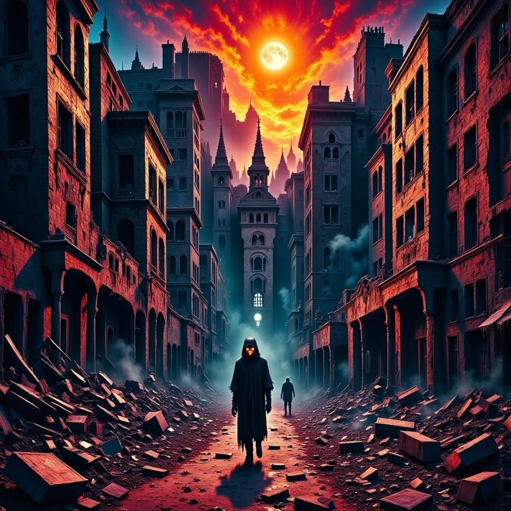 A Haunting 90's Monster Movie Poster in Vibrant, High-Contra...