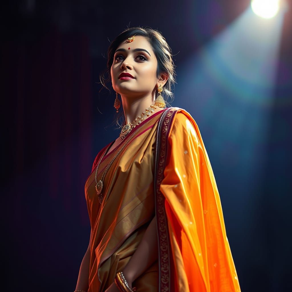 Stunning Indian Woman on Stage in Spotlight