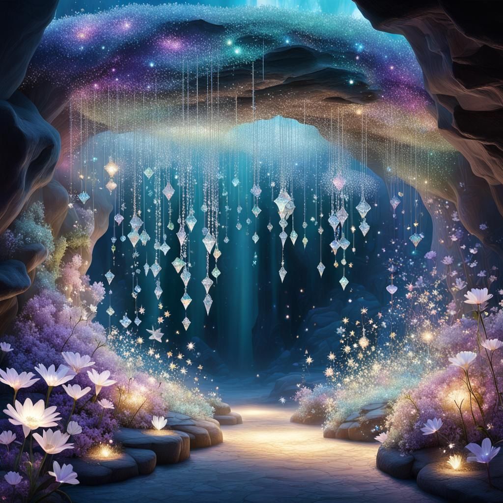 Iridescent Crystal-Flower Cave with Fairy Dust