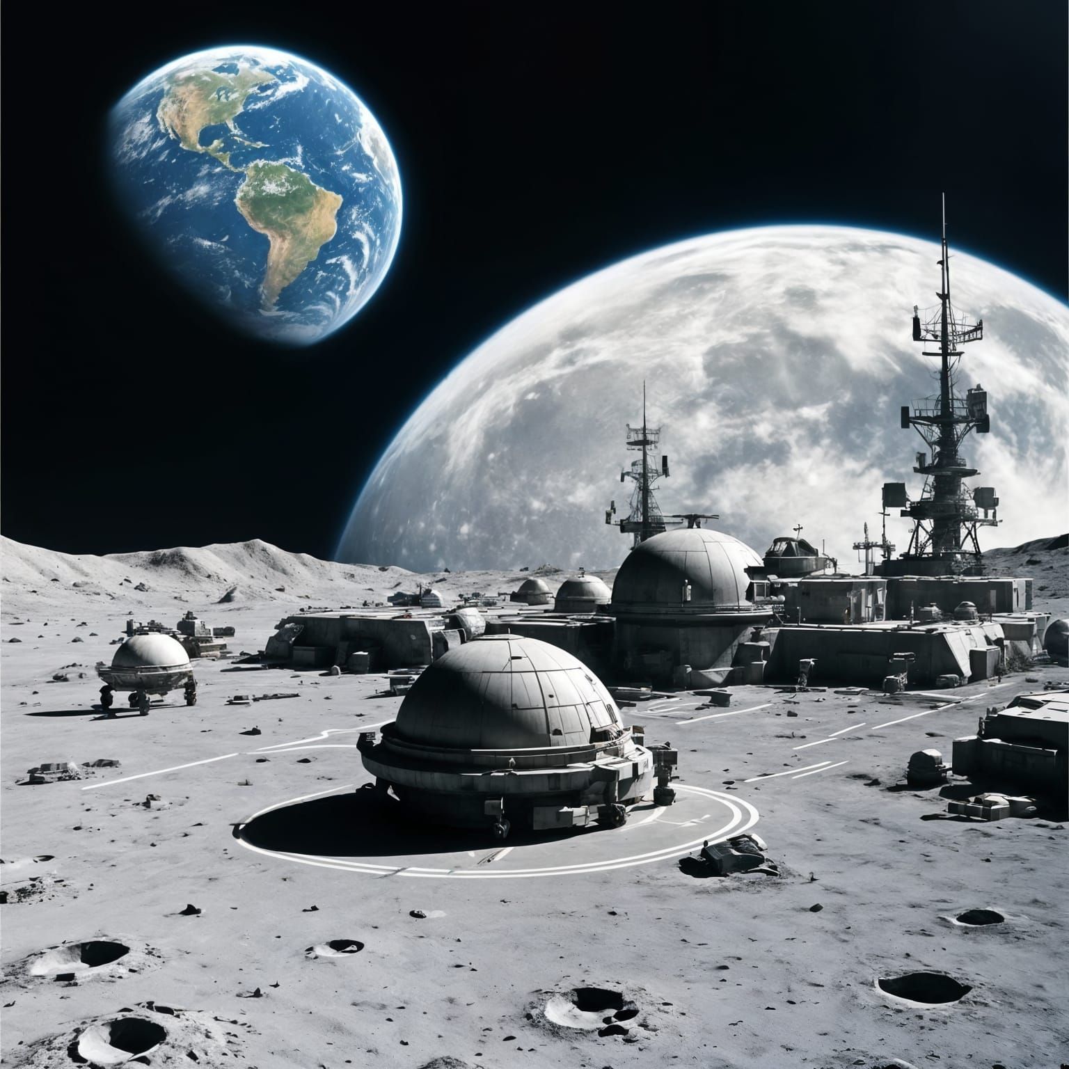 Military style base on the moon