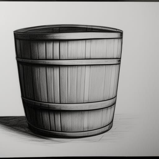Hyperdetailed Charcoal Drawing of a Barrel