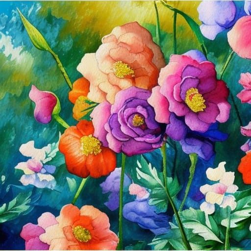 Flowers in Impressionist Gouache Style