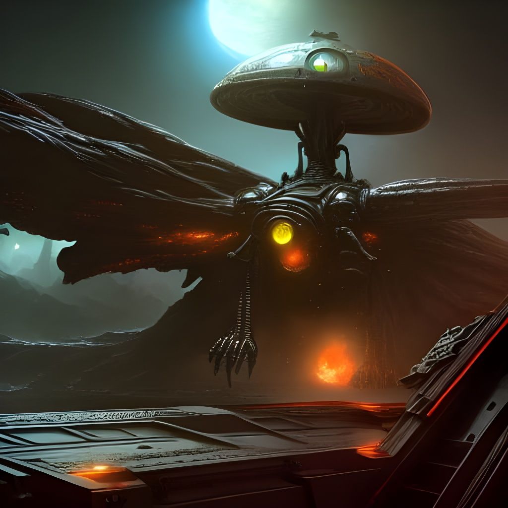 Warhammer 40K Gothic Space Barge Over Alien World