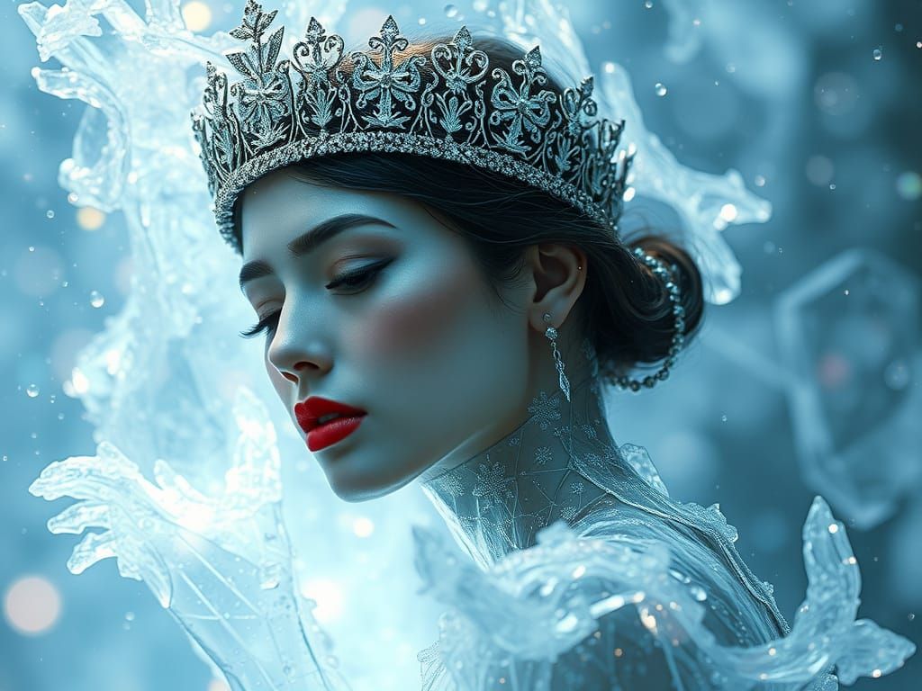 Woman in Quicksilver Regalia, Enchanting Aura, Art Nouveau I...