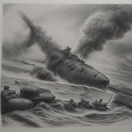 Hyperdetailed Charcoal Drawing of D-Day WWII