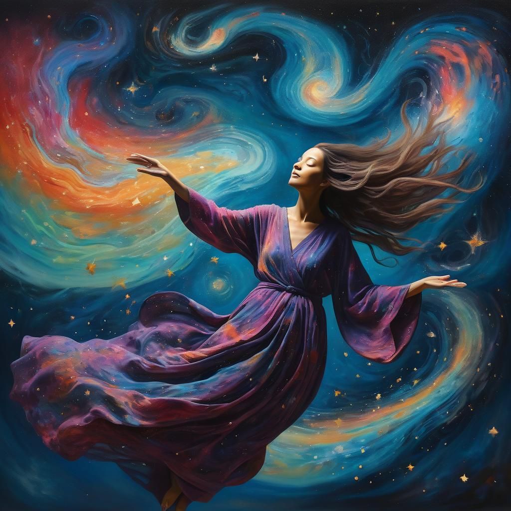 Woman in Nebula: A Surrealist Cosmic Painting