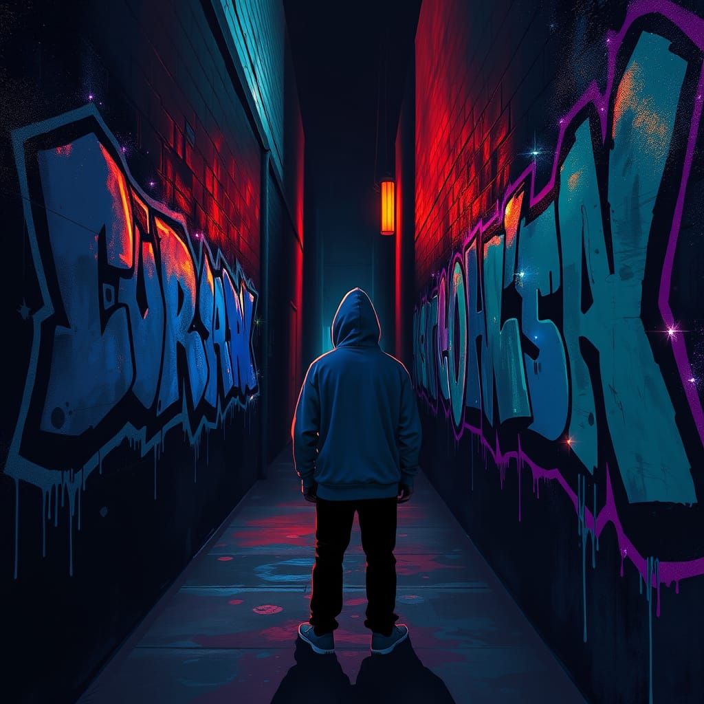 Neon Dreams in a Futuristic Alleyway