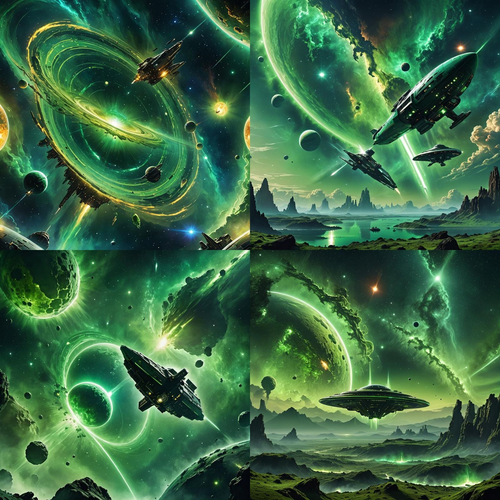 Ethereal Green Space Scene: A Digital Matte Painting