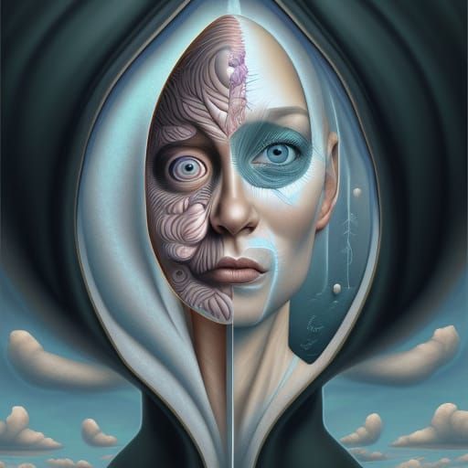 Conceptual Split Face Portrait as Digital Art