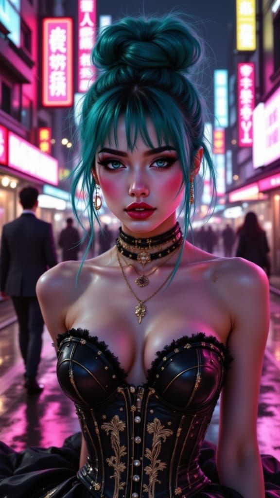 Cyberpunk Fantasy Portrait with Electric Elegance