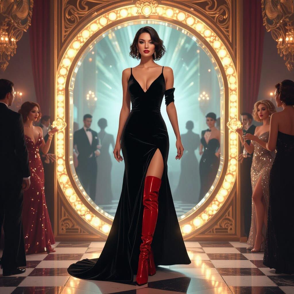 Flapper Time Traveler in Art Nouveau Style