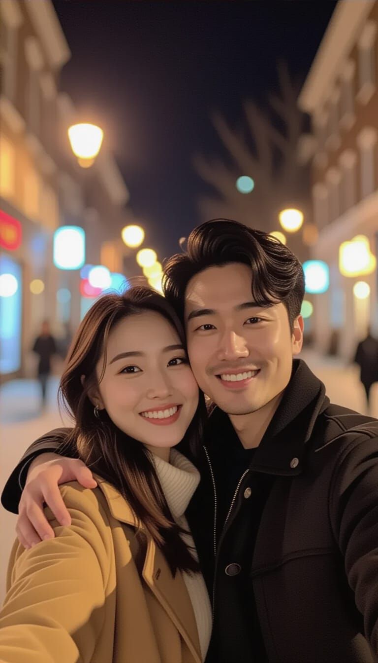 Candid iPhone Selfie of Two People Embracing