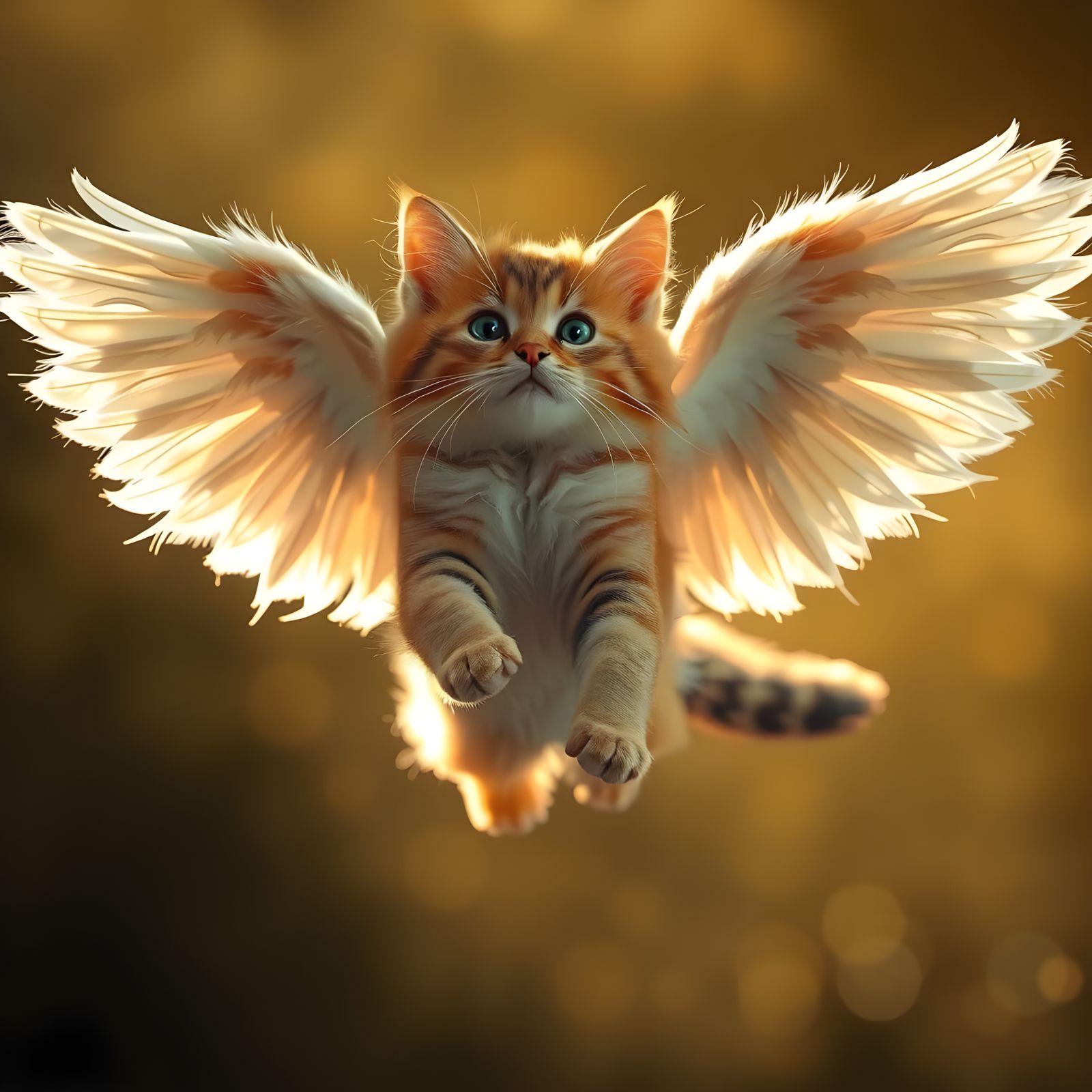Adorable imaginary realistic winged cat 🐈