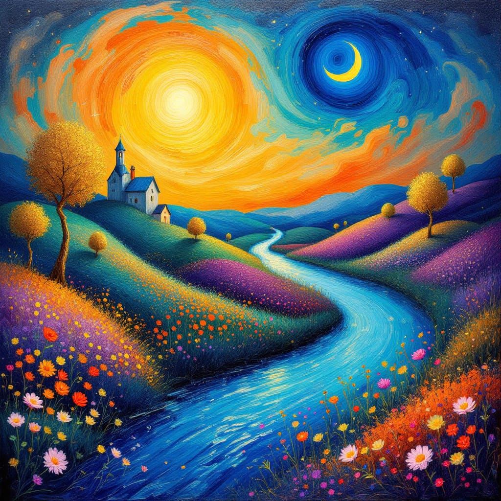 Dreamlike Landscape with Impasto Brushstrokes