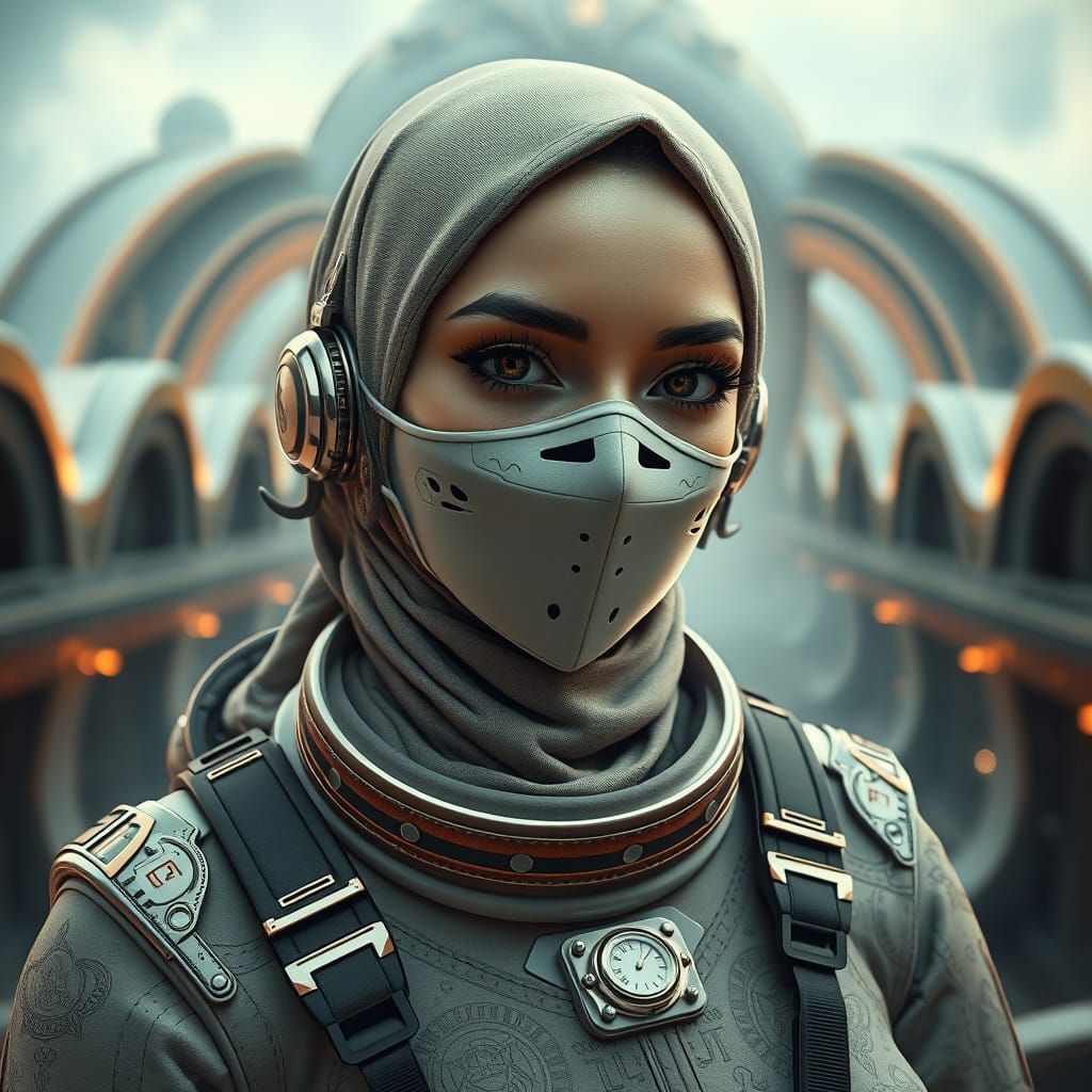 Stunning Retro-Futuristic Space Officer in Hypermaximalist P...