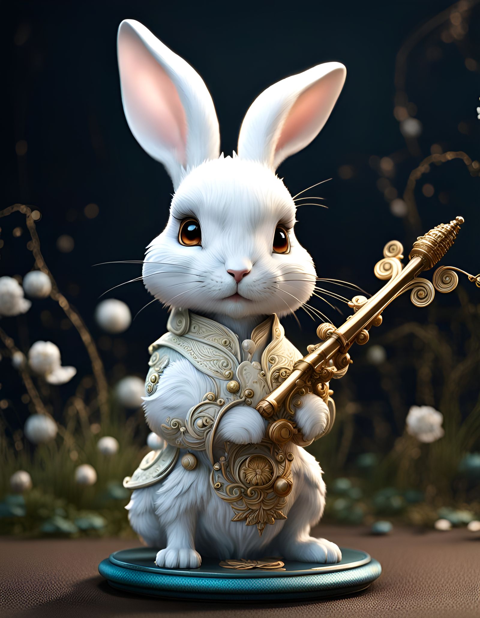 Adorable Chibi Rabbit Bobblehead in Blizzard