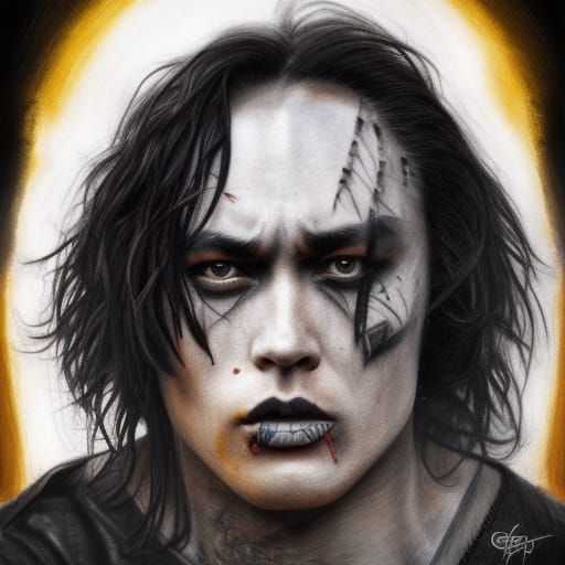 Ultra Realistic Portrait of The Crow in Splash Art Style