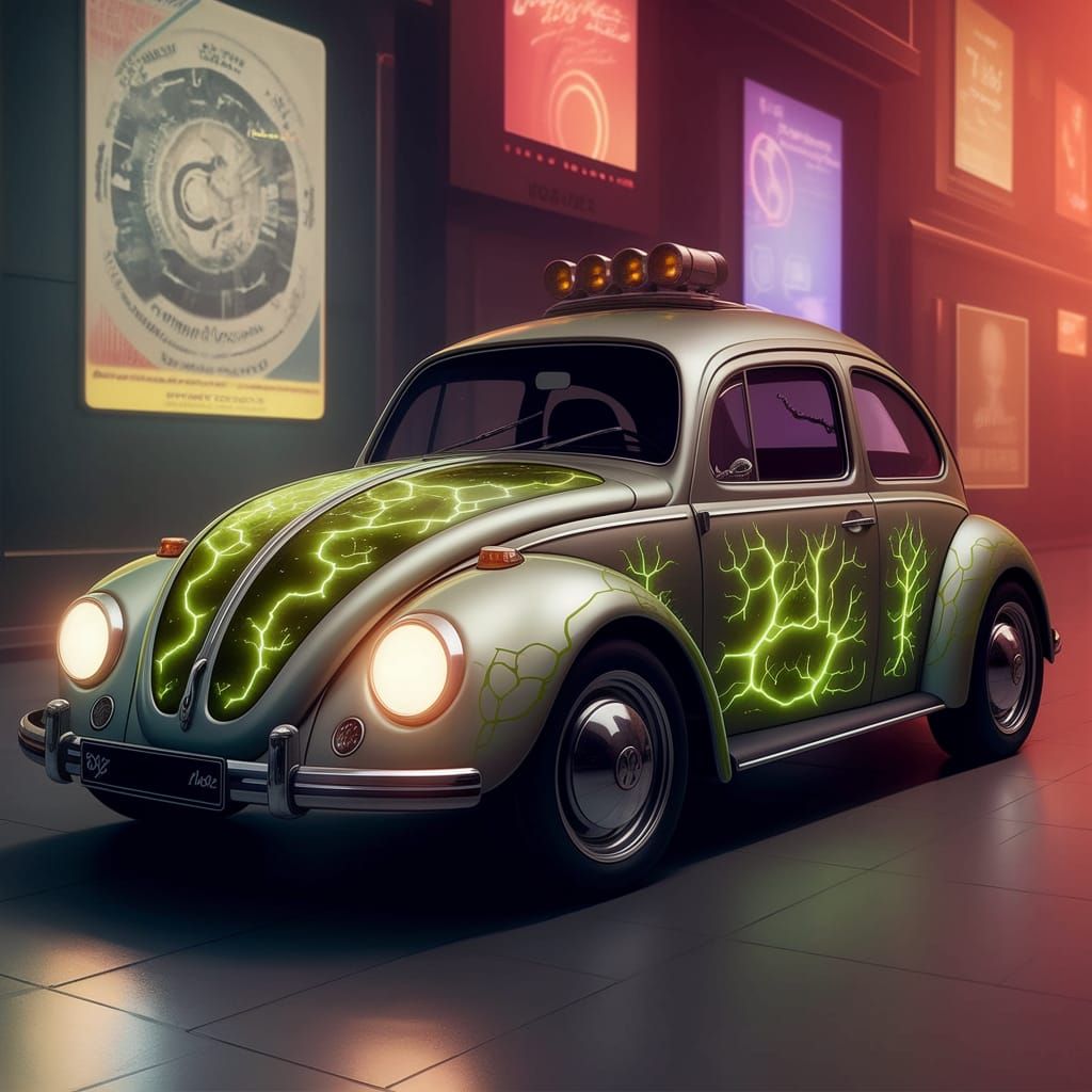 Biopunk Volkswagen Beetle Glows with Telepathic Circuitry