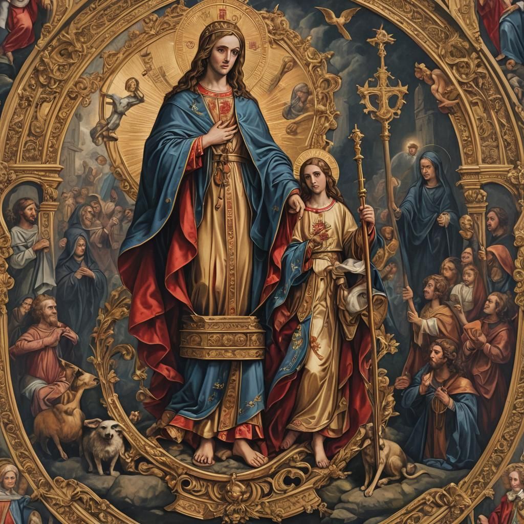 Detailed Medal of St. Mary Matte Painting