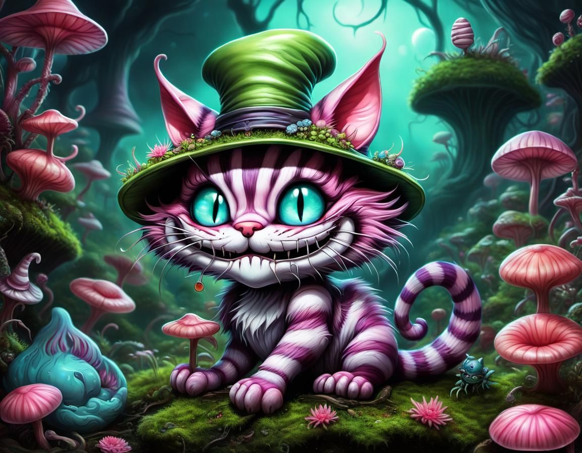Cheshire Cat in Alien Candyland: Digital Illustration