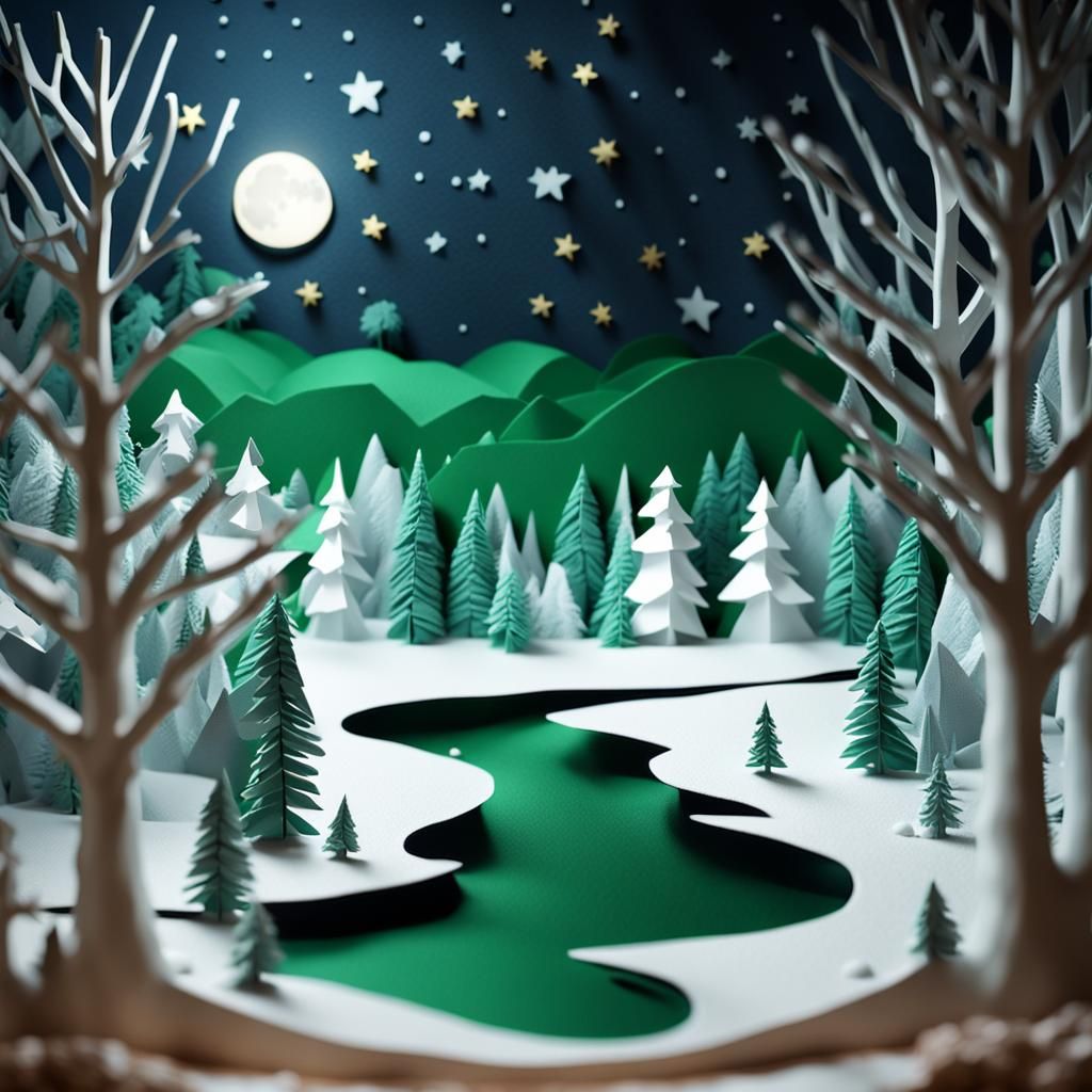 River in a forest diarama.