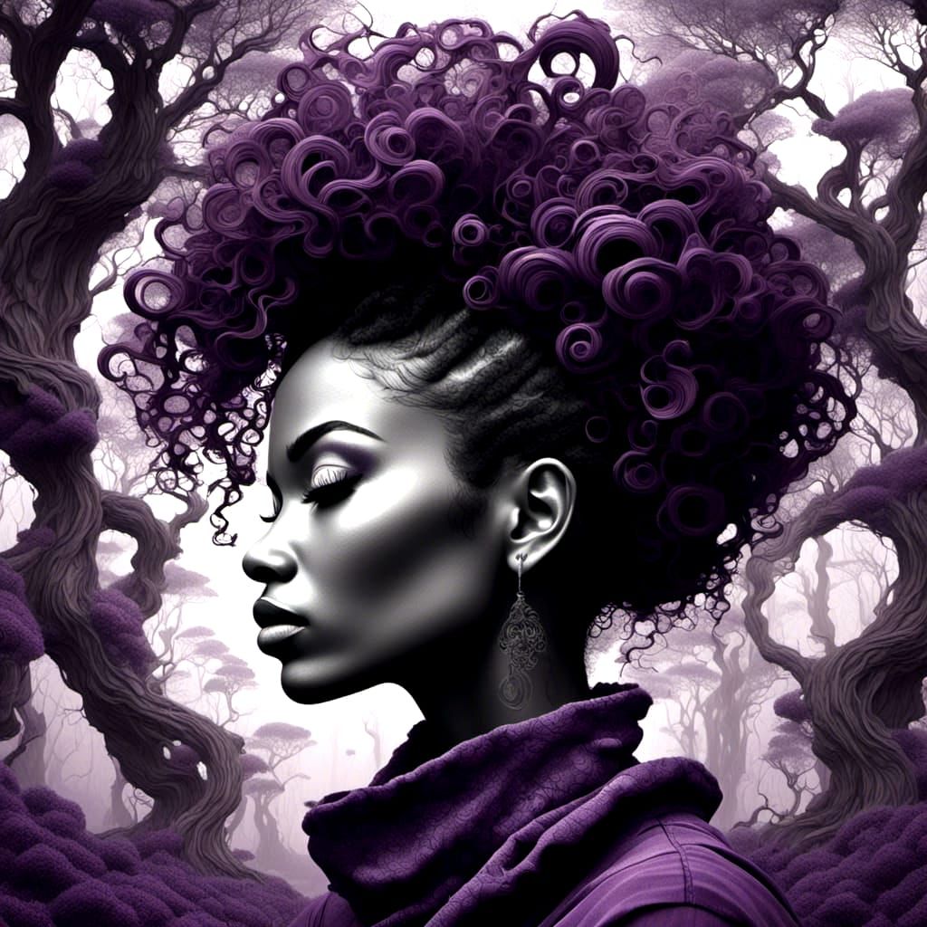 Woman in Mushroom Forest, Hyperrealistic Digital Art