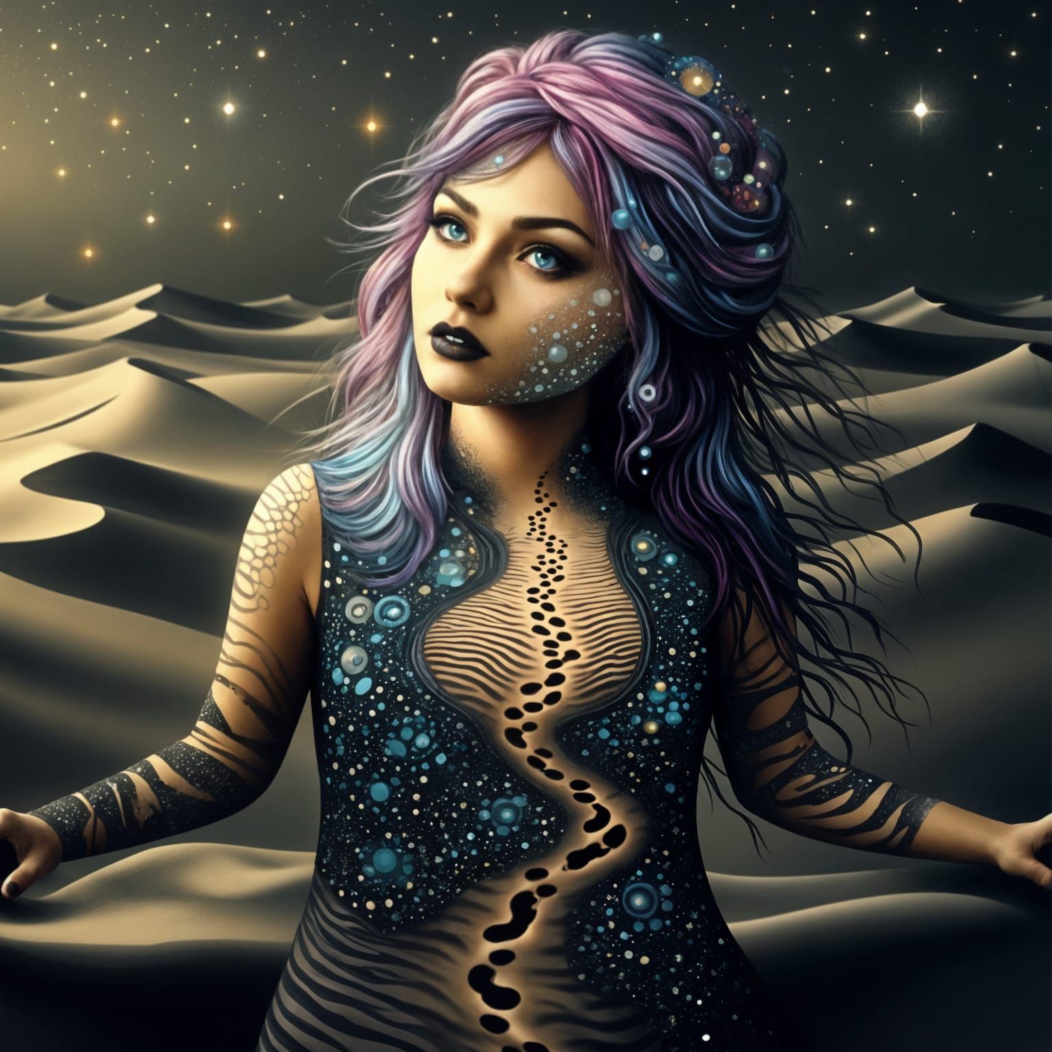 Vibrant Double Exposure Portraits in a Desert Landscape