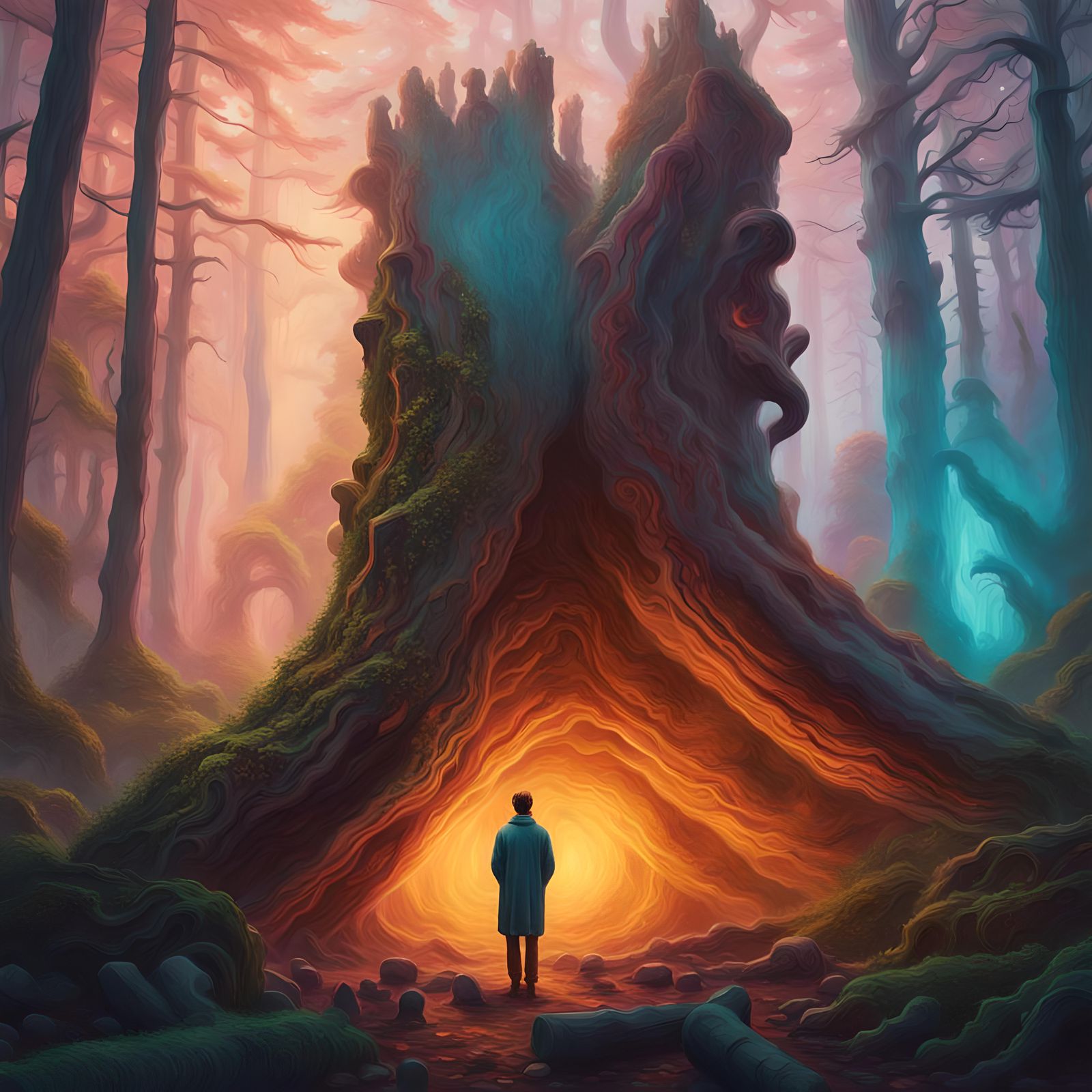 Fantastical Human Logs in Detailed Matte Painting