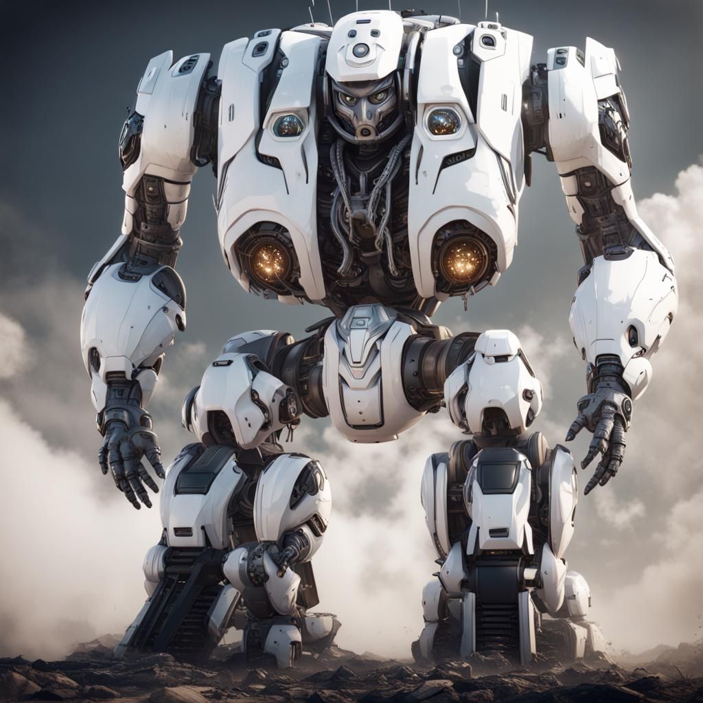 Giant Drivable Robot in Detailed Matte Painting