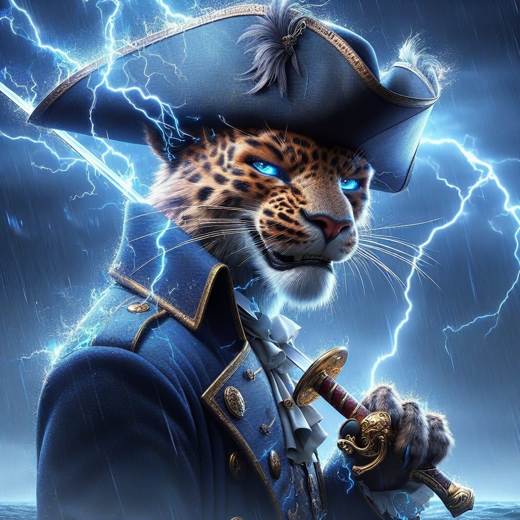 Leopard Swashbuckler Headshot in Stormy Setting