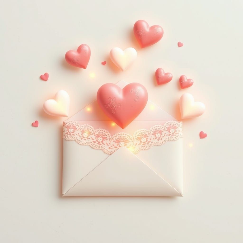Whimsical Valentine's Day Card with Glowing, Floating Hearts...