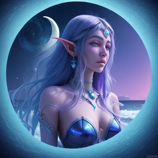 Moon Elf Under Astral Sky by Pablo Amaringo