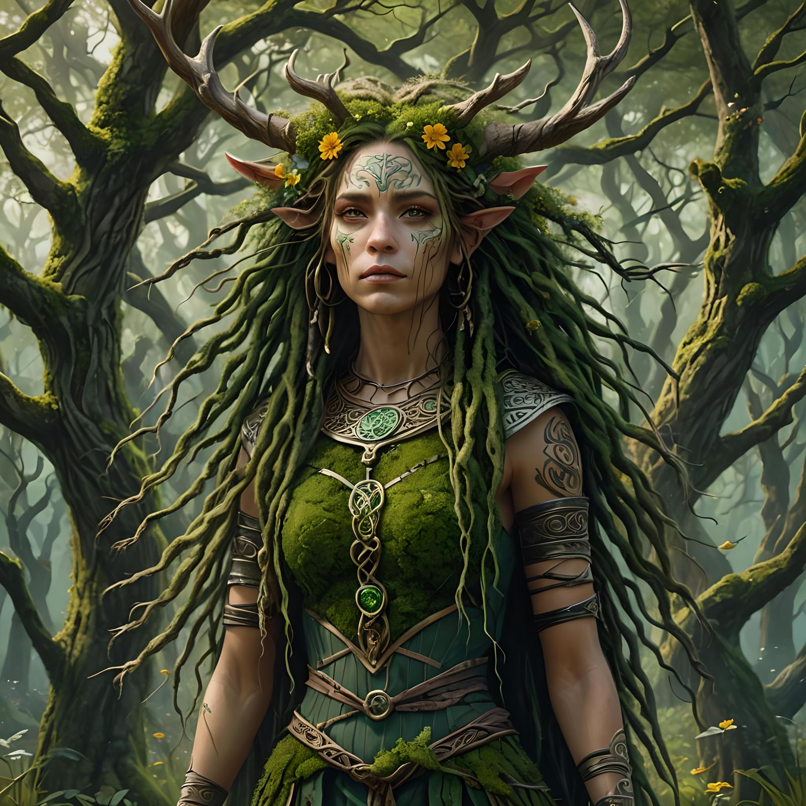 Forest Guardian with Celtic Design, Digital Painting