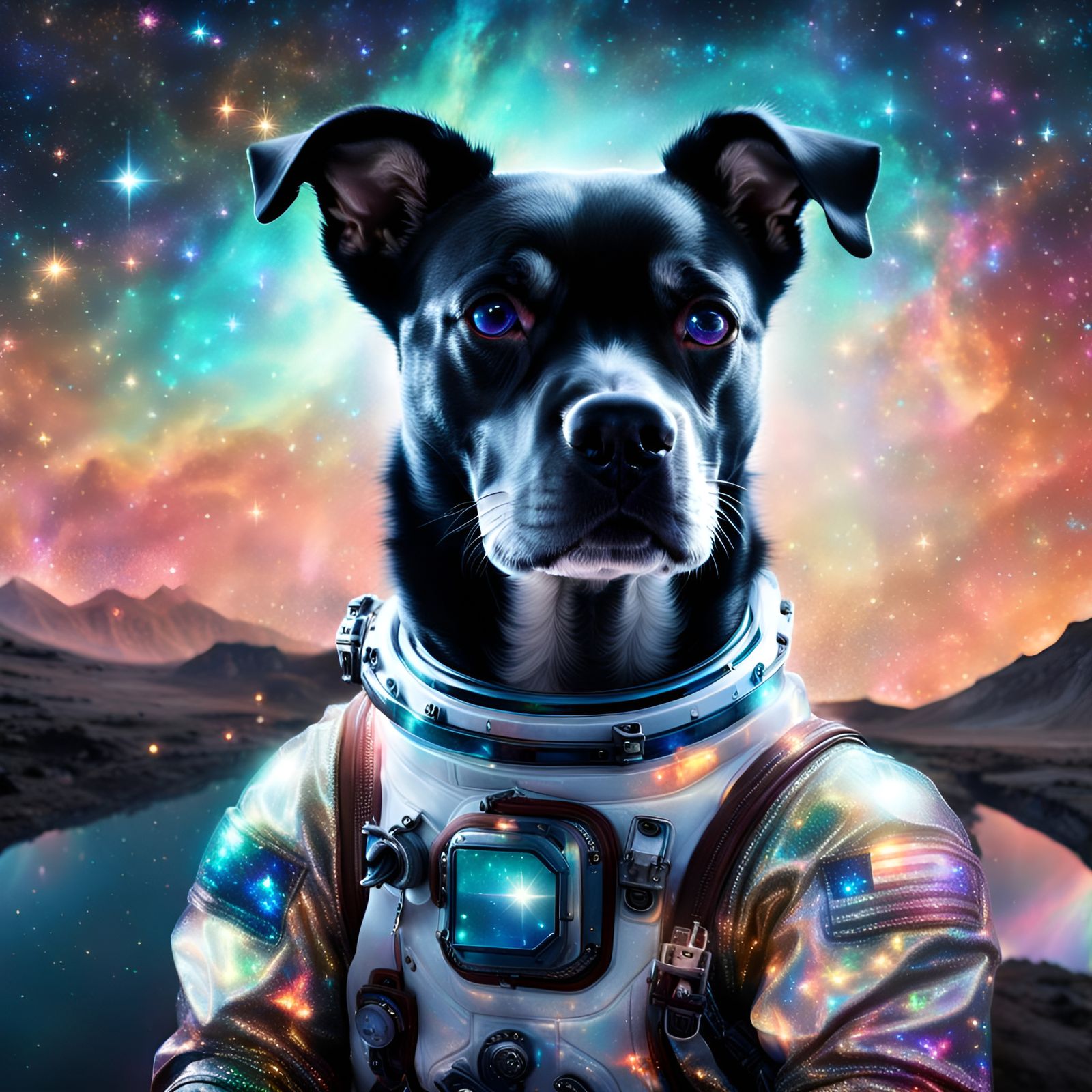Holographic Dog in Outer Space Art