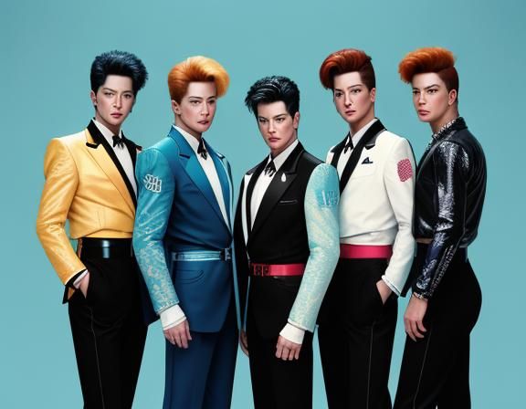 Vintage Boygroup in Photorealistic Style
