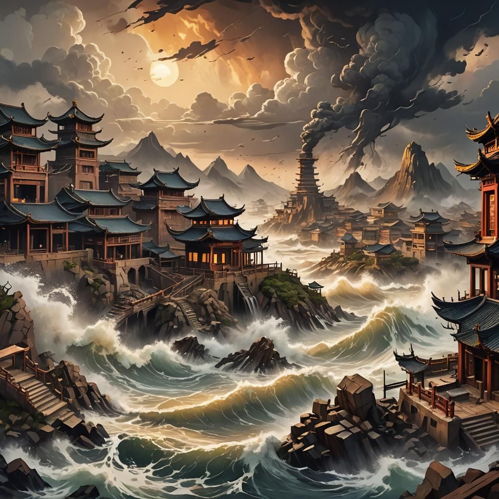 Devastating Natural Disasters Overwhelm Chinese Port: 3D Ren...