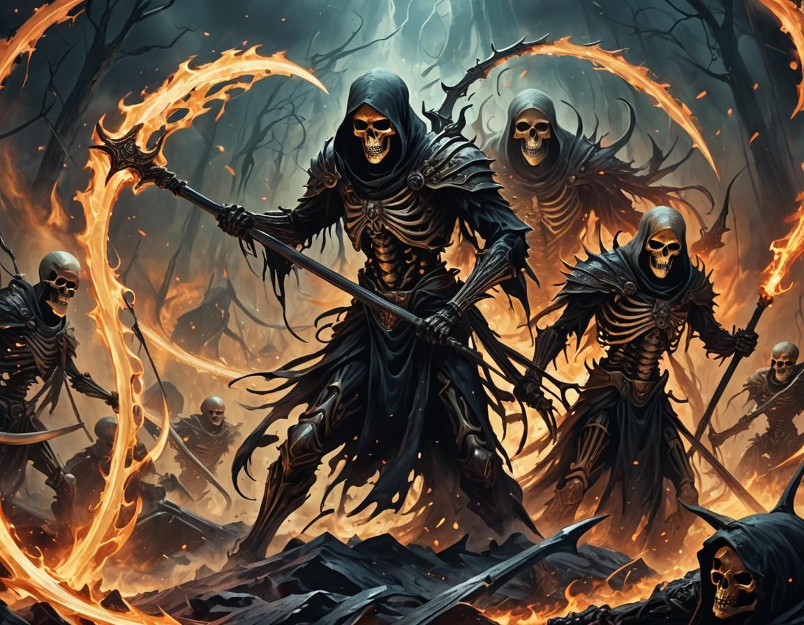 Reapers Clash in the Void: A Dark Fantasy Battle