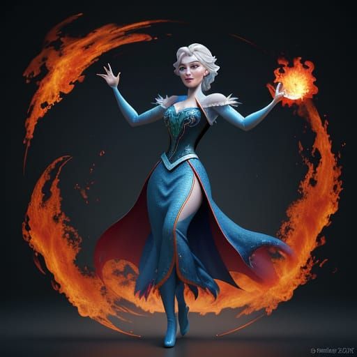 Elsa Ignites in Fiery Glory