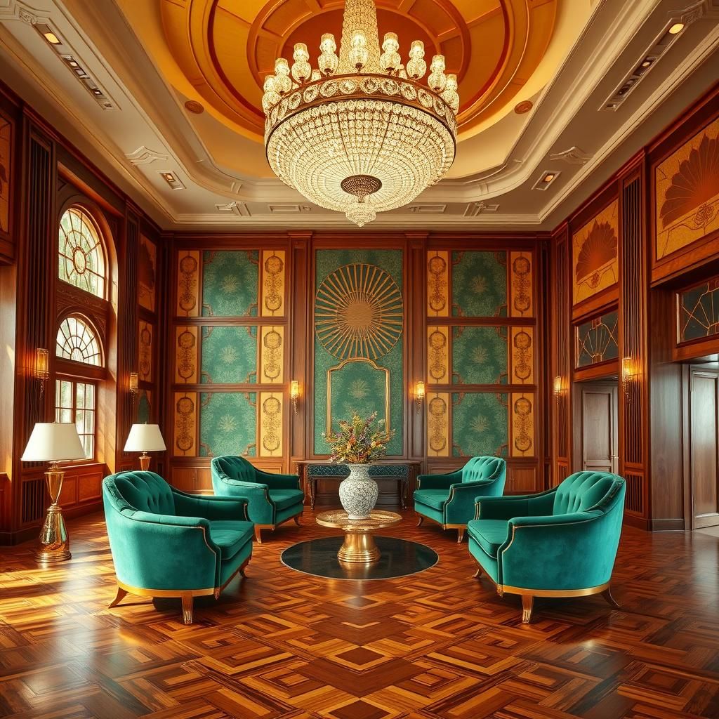 Lavish Art Deco Lounge with Velvet and Chrome