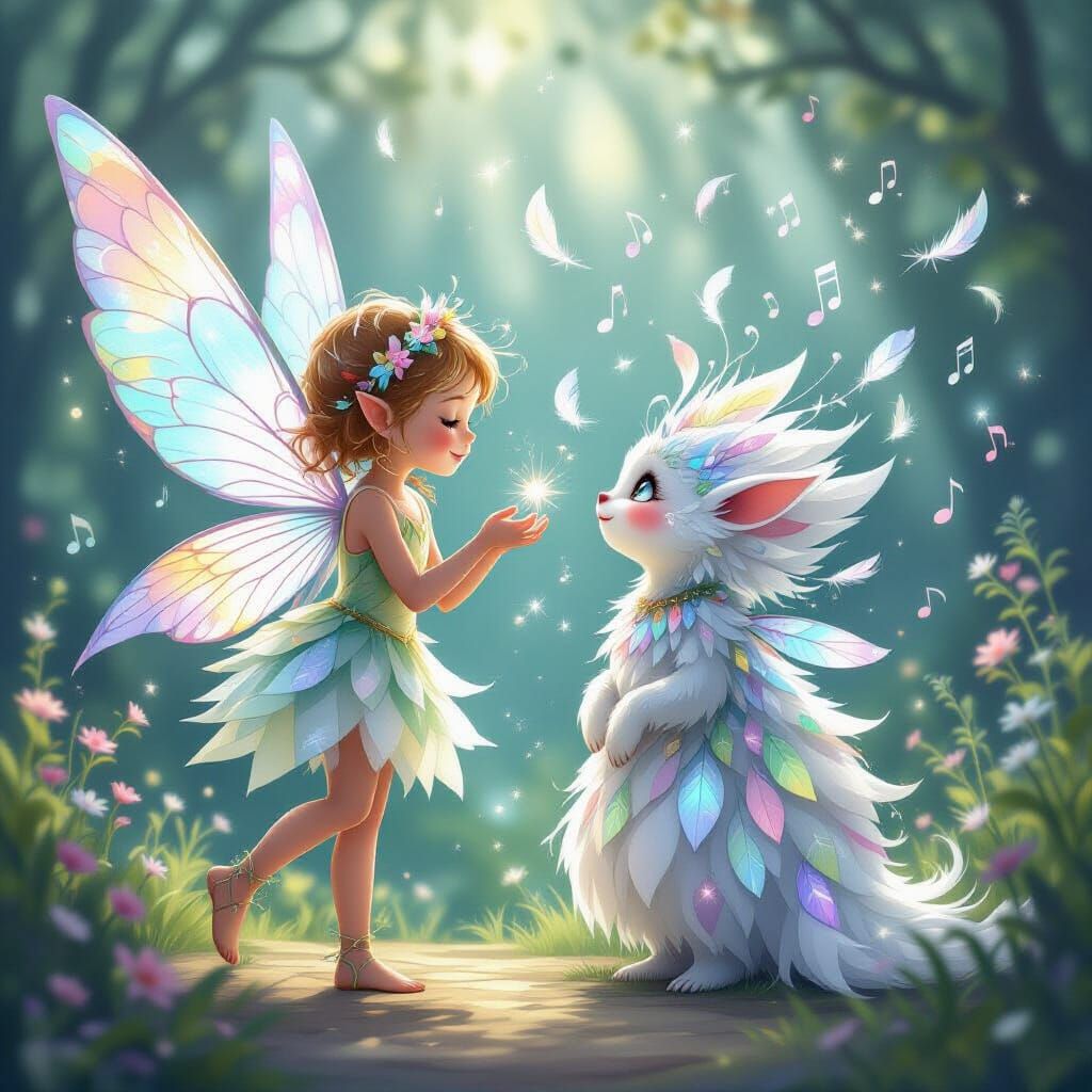 Gathering wish-feather with a sentient companion