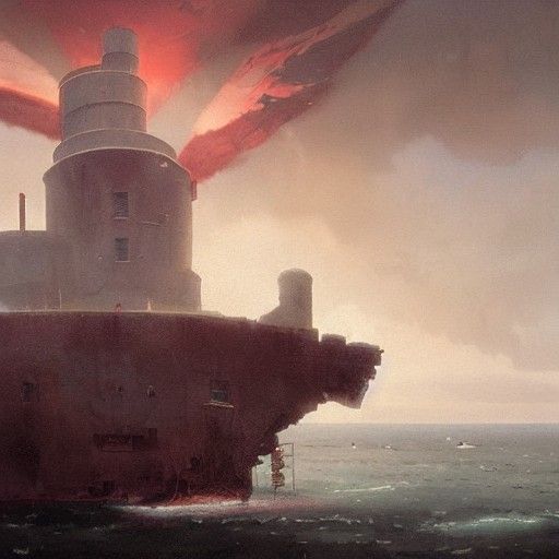 Sinister Foghorn Over Hebrides, Dark Fantasy Art