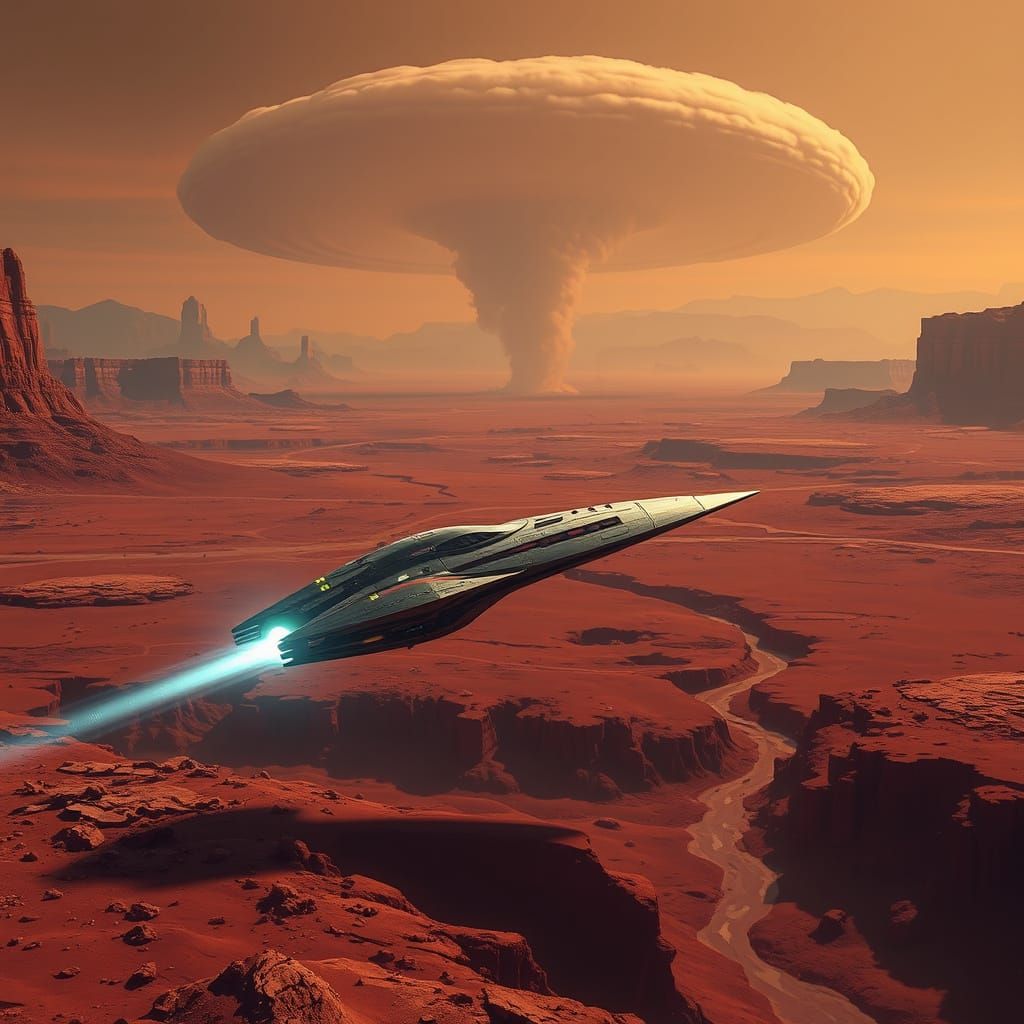 Mars Landing in Futuristic Metallic Style