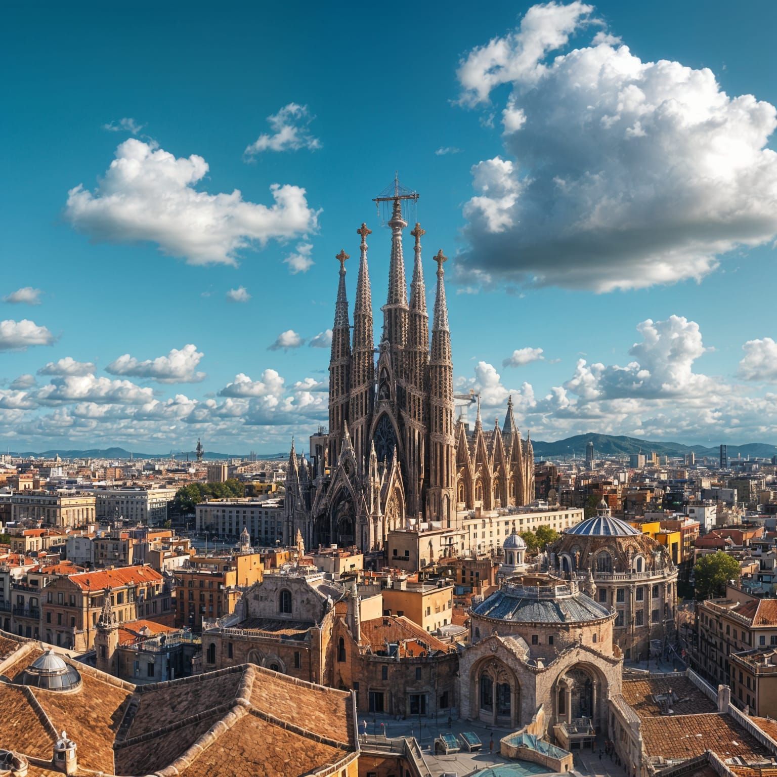 Barcelona Skyline in Hyperrealistic Detail
