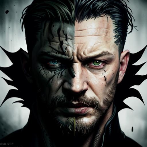 Eddie Brock Split Portrait in Film Noir Style